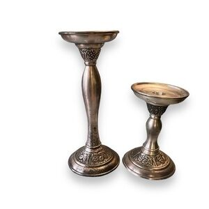 Pottery Barn Pewter Candlestick Pair